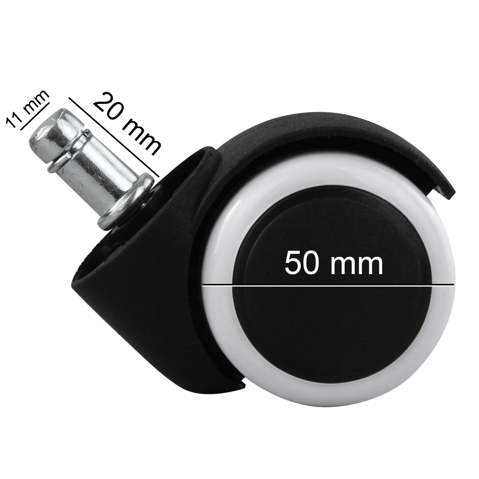 5er-Set Hartbodenrollen - schwarz-weiß - 50 mm