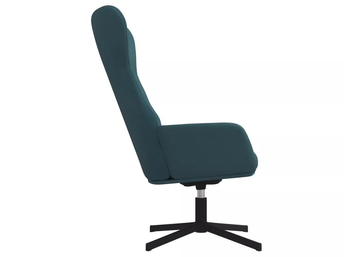 Chaise de relaxation avec tabouret Bleu Velours