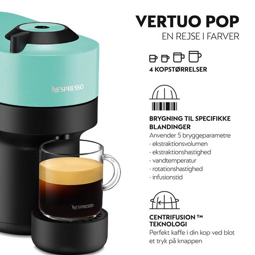 Nespresso Vertuo Pop Kaffemaskine, Aqua Mint
