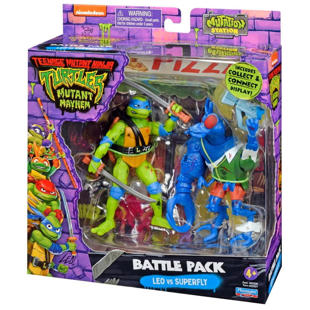 Teenage Mutant Ninja Turtles Mutant Mayhem – Leonardo vs Superfly Actionfiguren