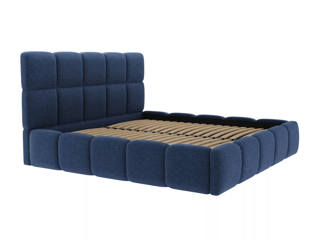 Lit coffre 180 x 200 cm - Tissu texturé - Bleu nuit - DAMADO de Pascal Morabito