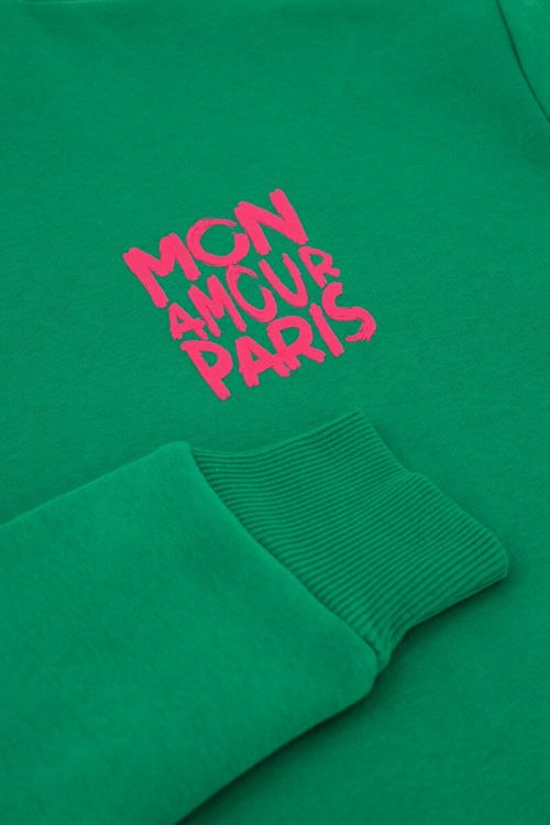 Groene sweater met roze 