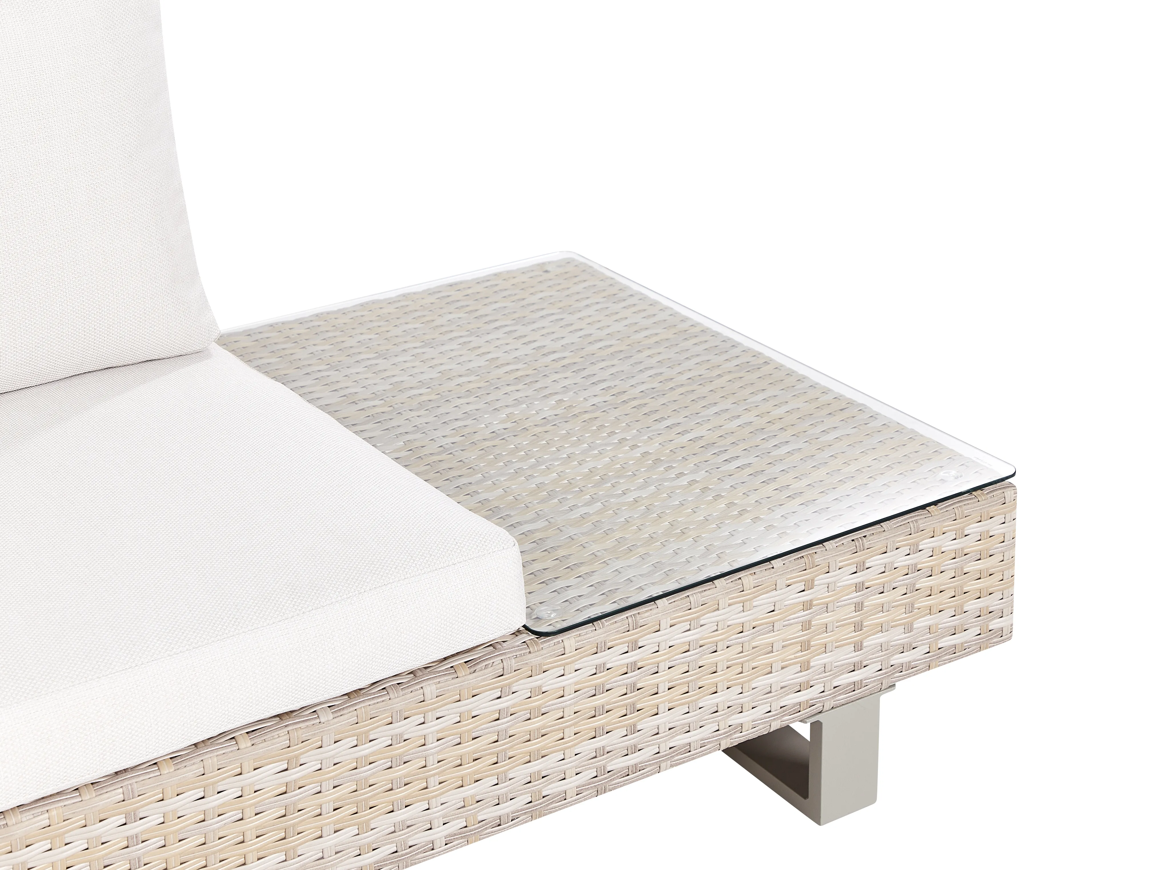 Tuin hoekloungeset met tafel 5-zits LANCIANO rechtszijdig PE rotan Gebroken wit