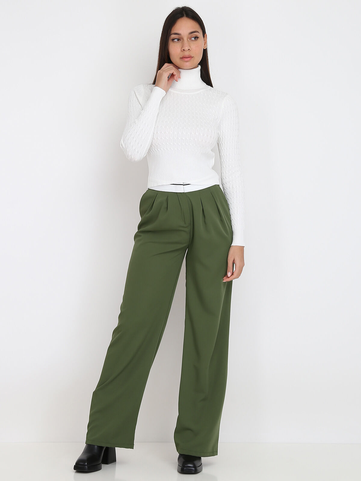 Pantalon ample style dad- Kaki