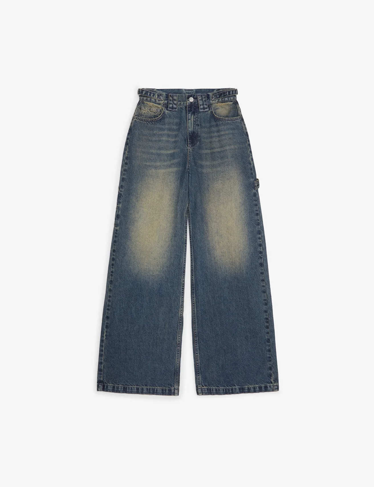 Jean coupe wide leg bleu usé