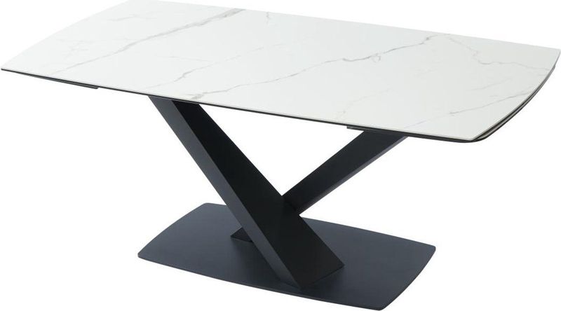 Pascal Morabito - MALATA - Eettafel - Wit en Zwart Marmereffect - Keramiek en Metaal