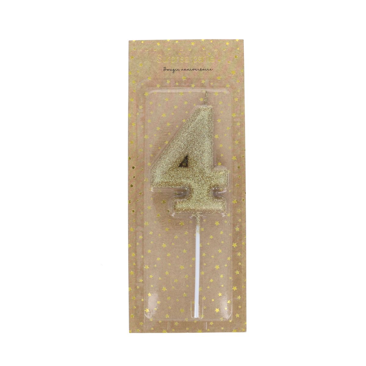 Bougie anniversaire paillettes chiffre 4 Surprise Partie !