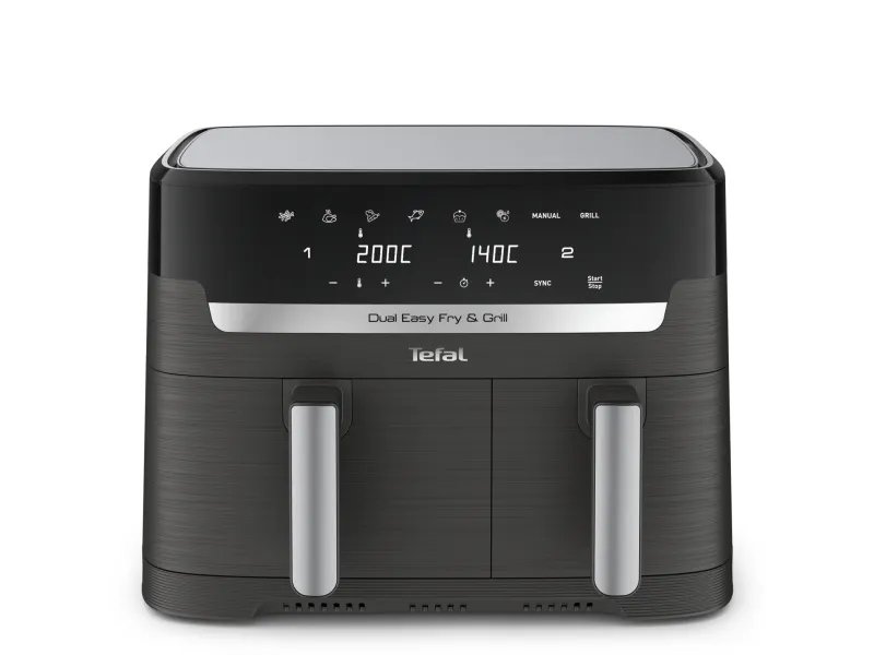 Tefal Dual Easy Fry & Grill EY905B Dobbelt 8,3 l Standalone 2700 W Varmluftfryser Grå (EY905B)