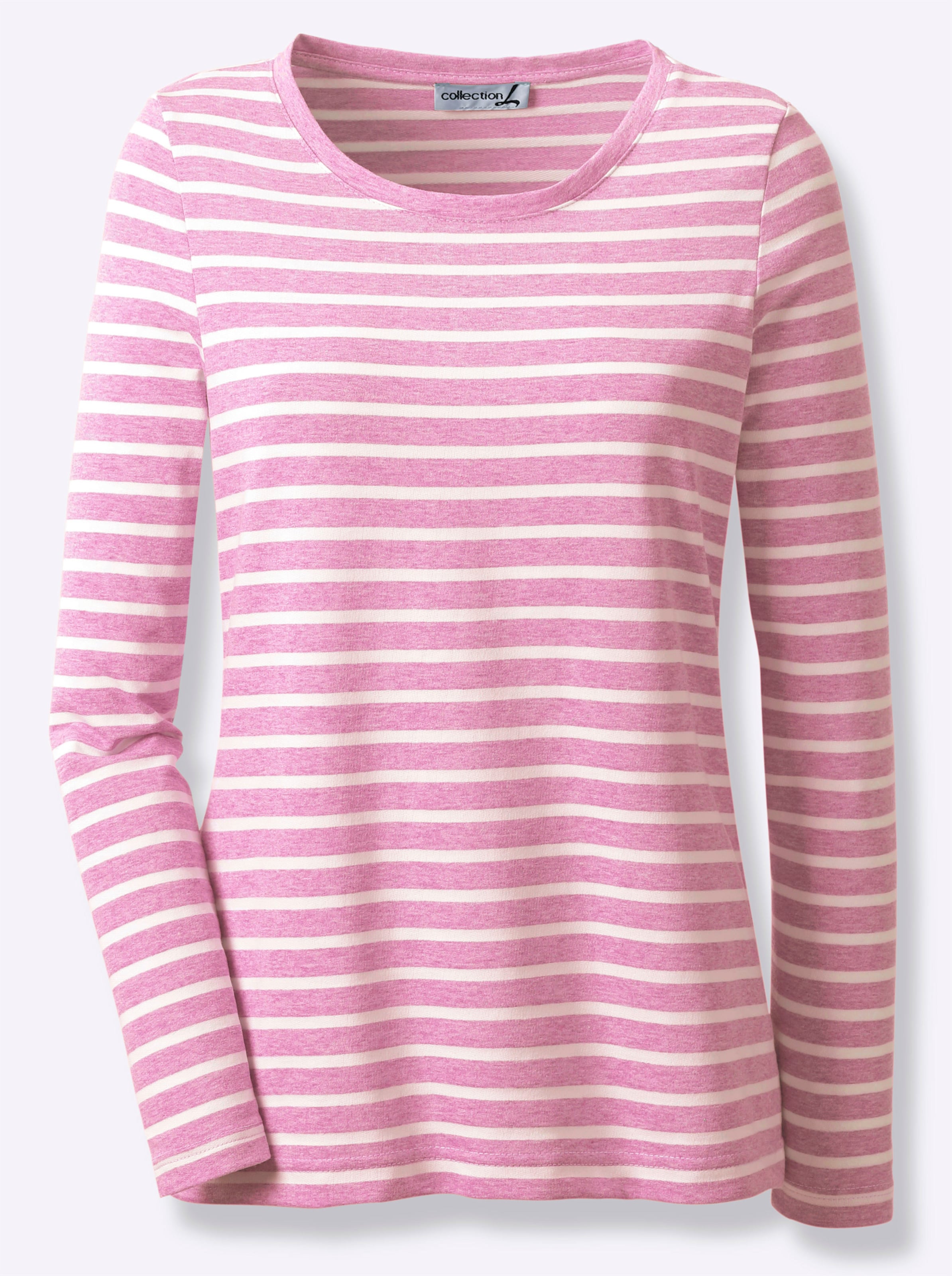 Langarmshirt in rosé-gestreift