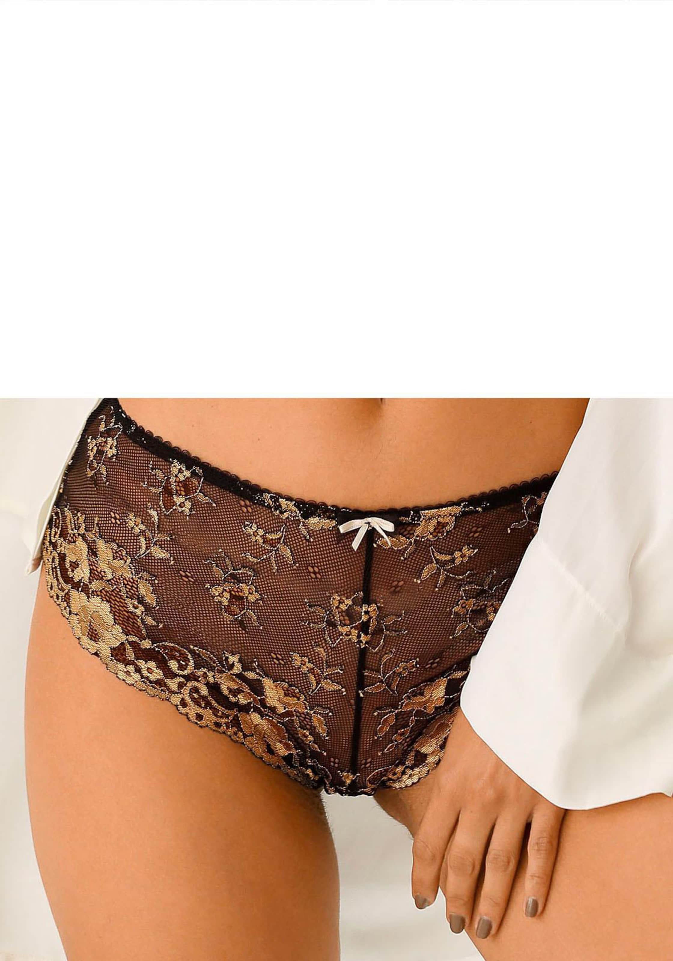 LASCANA Panty in schwarz-goldfarben