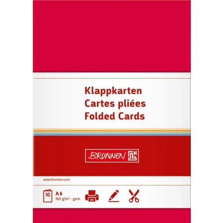 BRUNNEN Klappkarten mittelrot, 160g/m², A6, 10 Karten