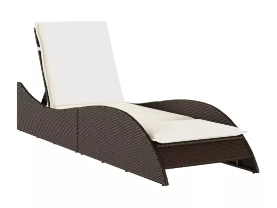 Chaise longue avec coussin marron 60x205x73 cm résine tressée