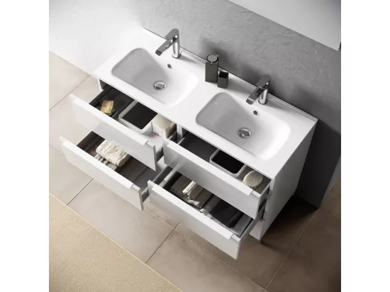 Ensemble de salle de bain double vasque 4 LARISSA chêne alaska