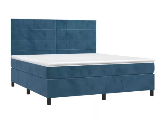Sommier tapissier matelas et LED Bleu foncé 160x200 cm Velours