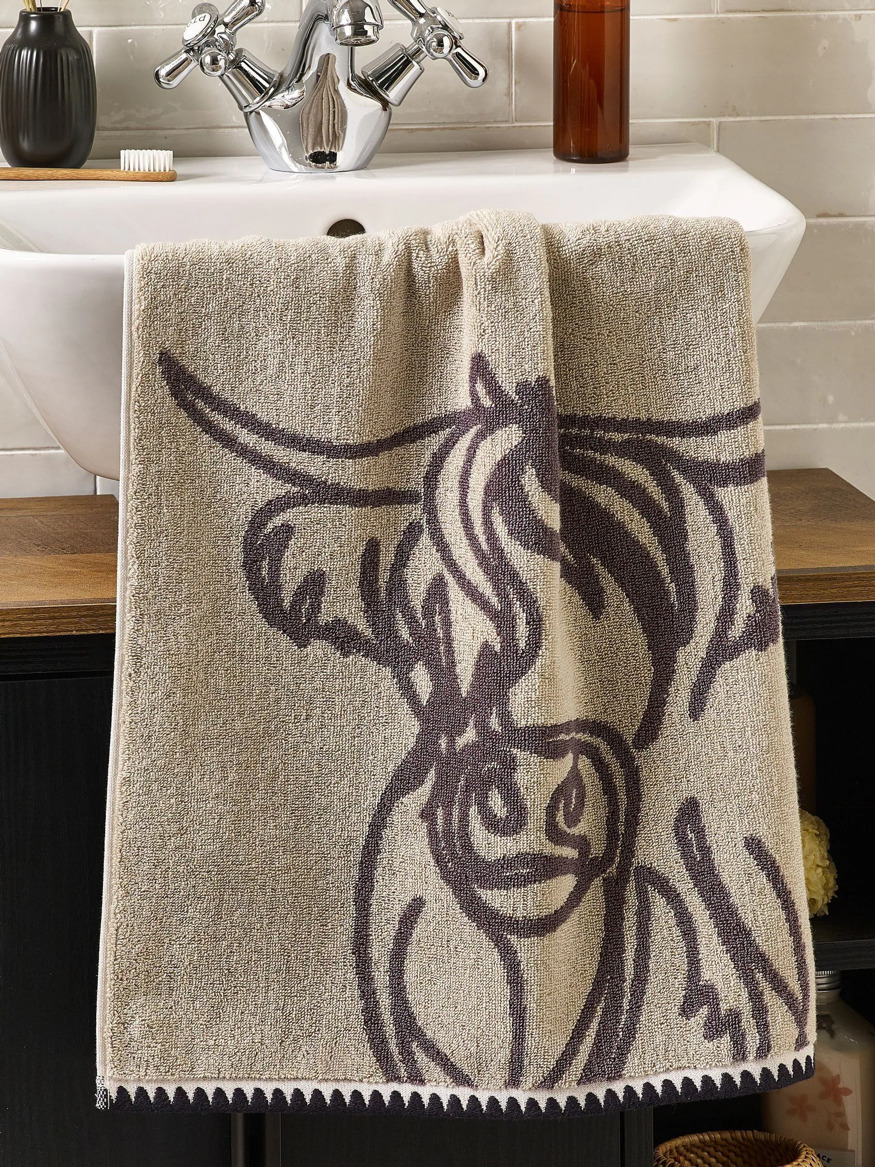 Hamish the Highland Cow 100% katoenen handdoek