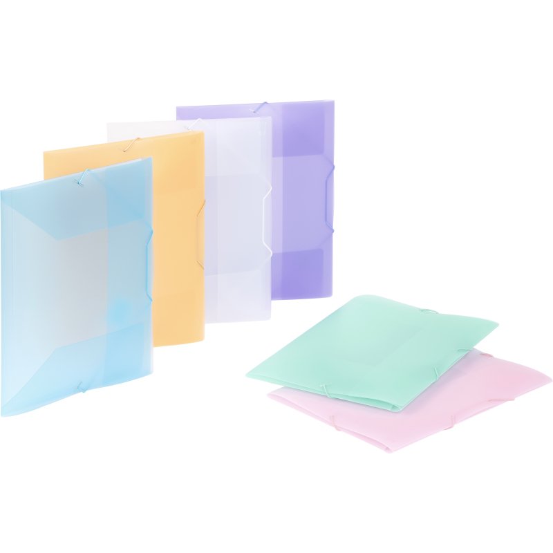 Chemise à élastique 3 rabats plastique Viquel Propysoft 23 x 32 cm dos 1,5 cm couleurs assorties