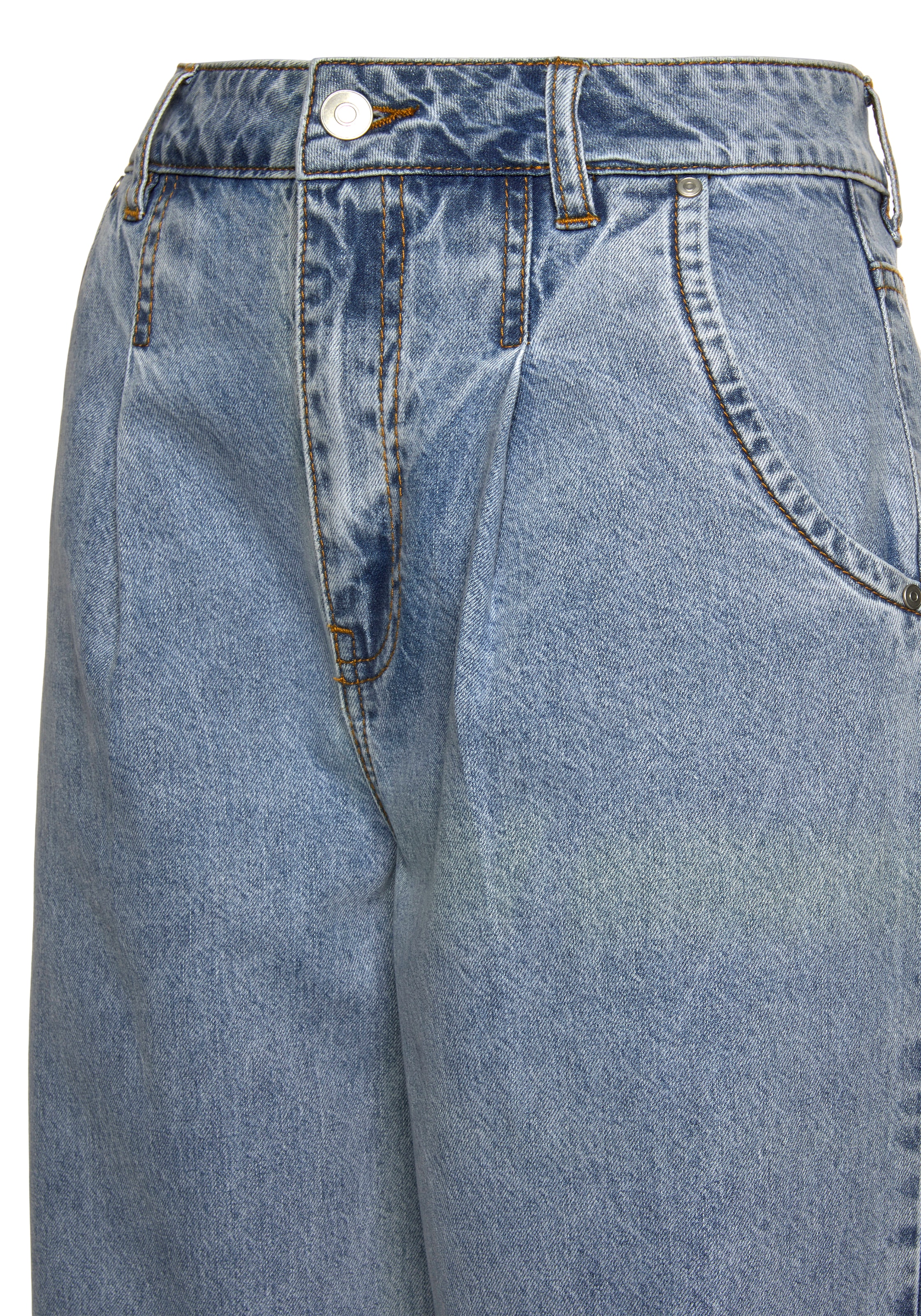 Buffalo Relax-fit-Jeans , in High-Waist-Form mit Bundfalten, verkürzte Länge, modisch