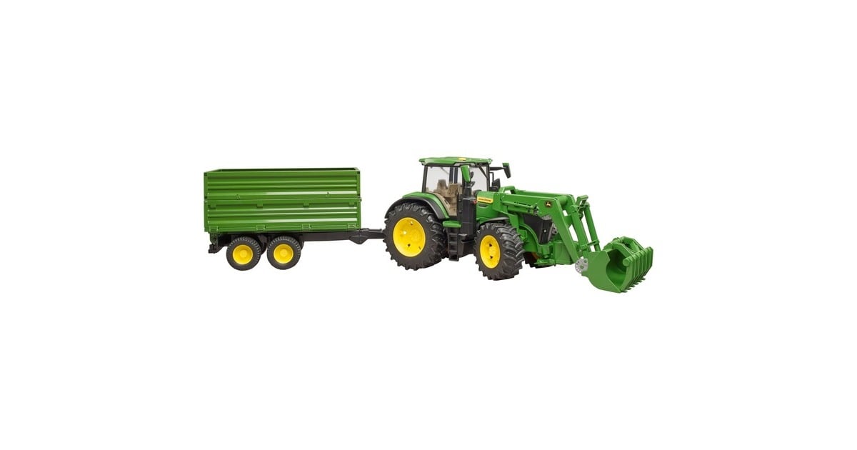 bruderJohn Deere 7R 350 met Frontlader en transportaanhanger Modelvoertuig  (03155)