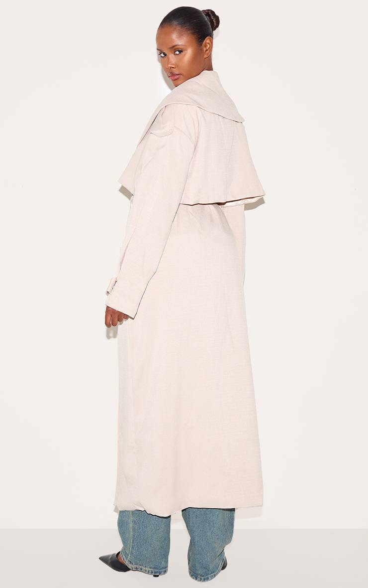 Ecru Trench-coat Oversize Texturé Écru Avec Ceinture À Nouer