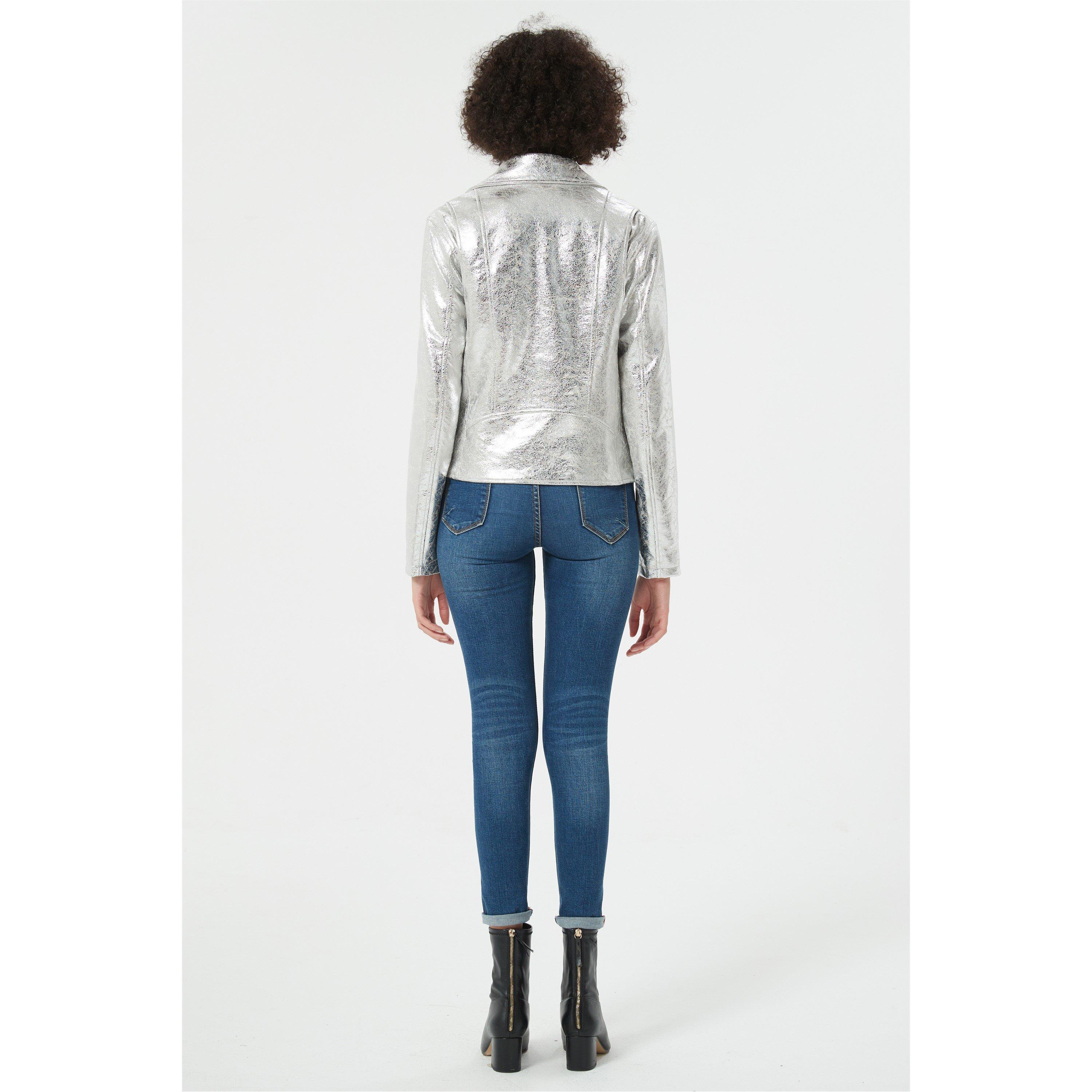 Be You B Metallic Biker Jacket