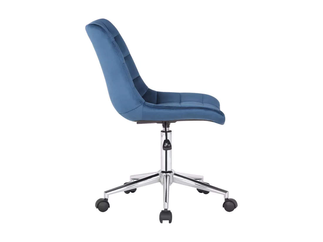Chaise de bureau - Velours & Métal chromé - Bleu - Medford