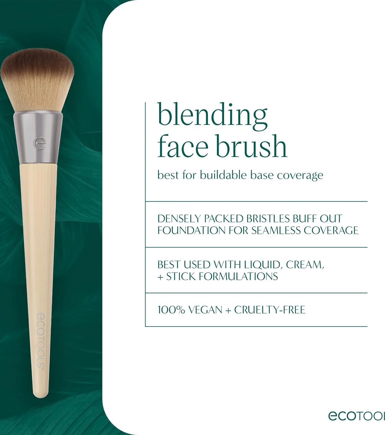 Ecotools - Pincel de base de maquiagem Blending Face Brush