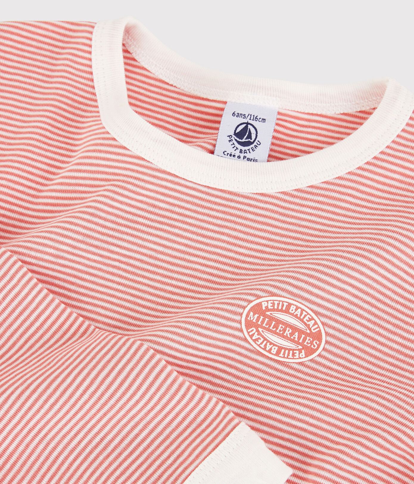 Pyjama rayé milleraies petite fille/petit garçon en coton biologique