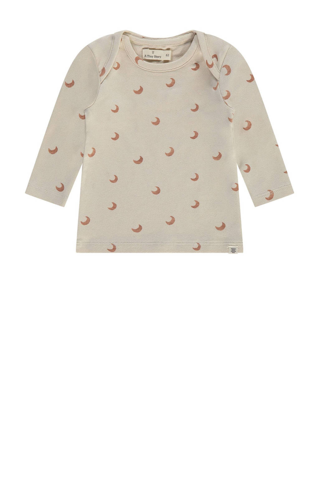 A Tiny Story baby longsleeve met all over print beige/camel
