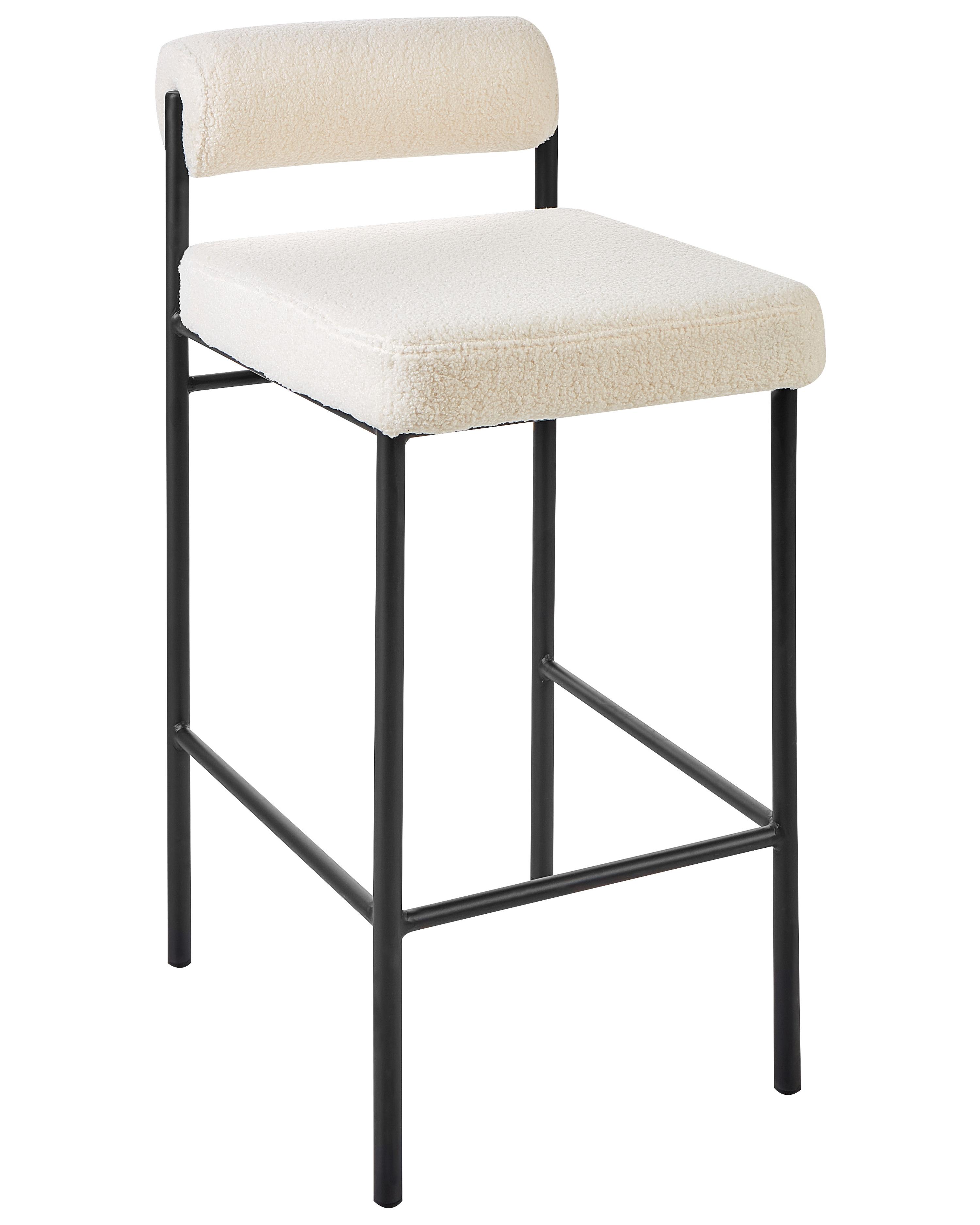 Set van 2 barstoelen AMAYA Bouclé Gebroken wit