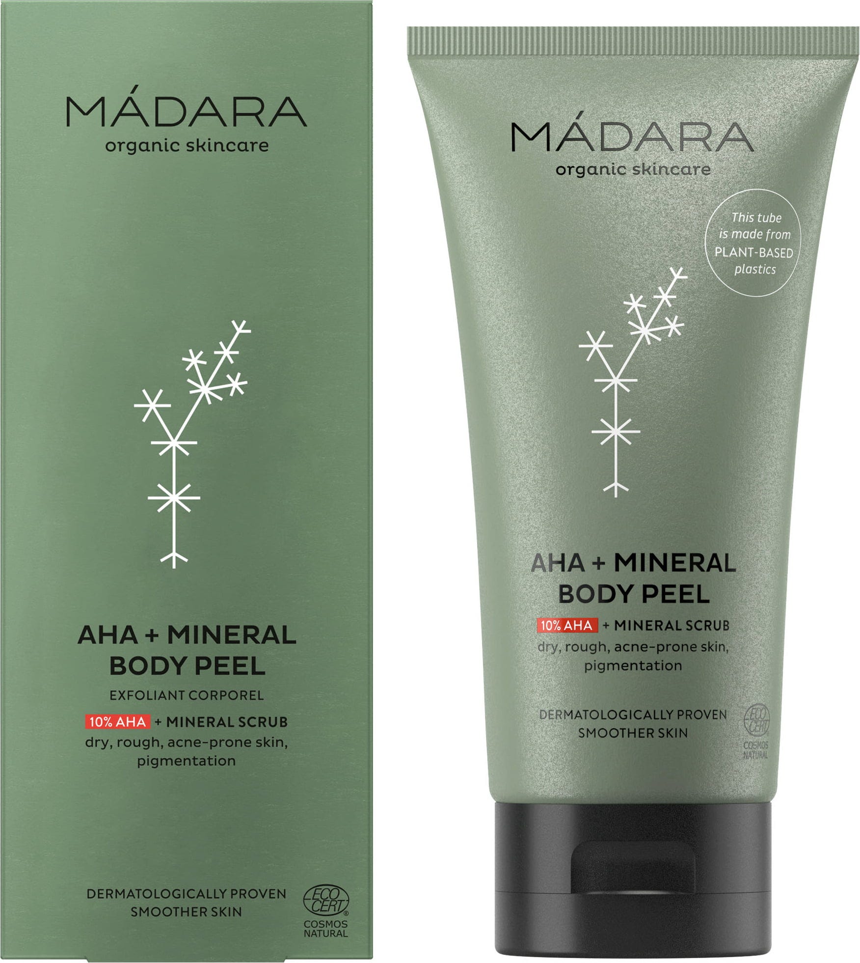 MÁDARA Organic Skincare  AHA+Mineral Body Peel, 175 ml