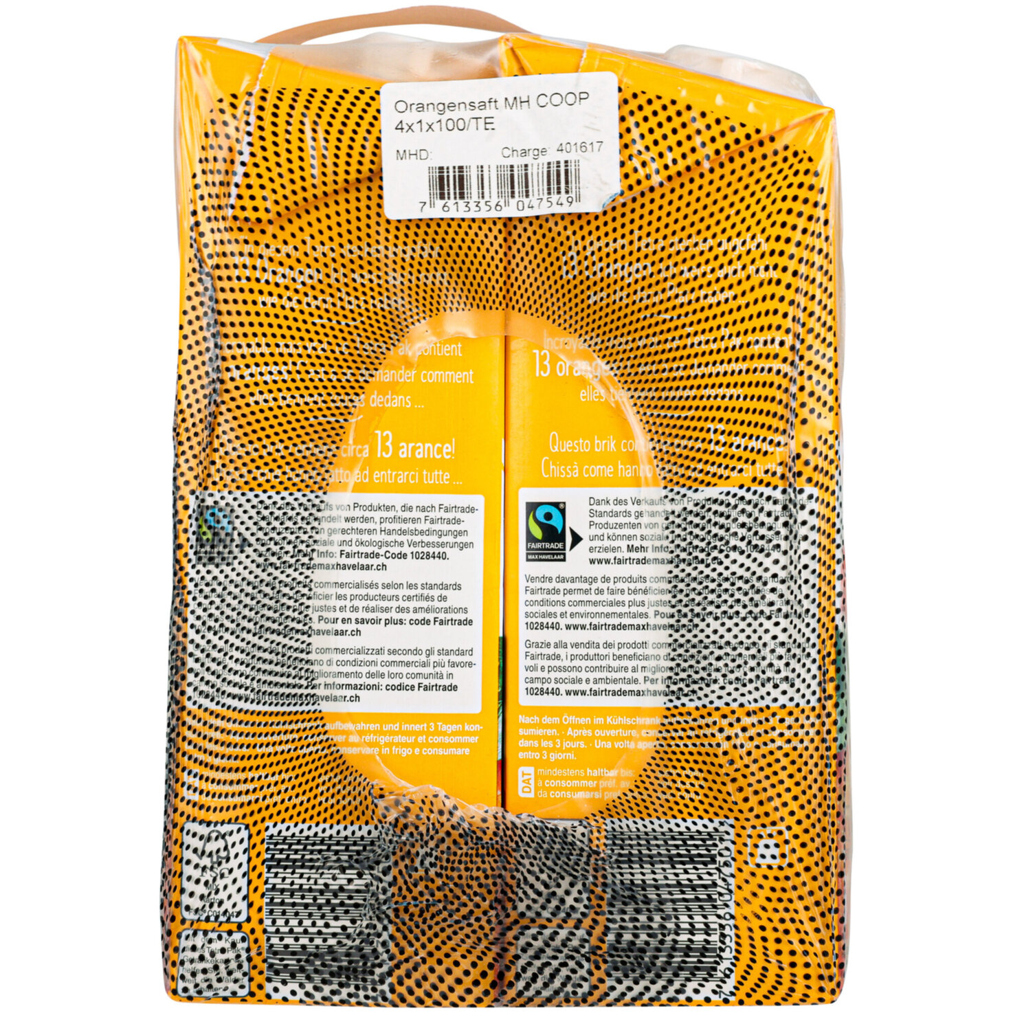 Fairtrade Orangensaft 4x1l