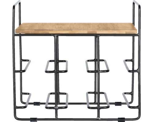 Loft wijnrek voor 6 flessen, bamboe/zwart