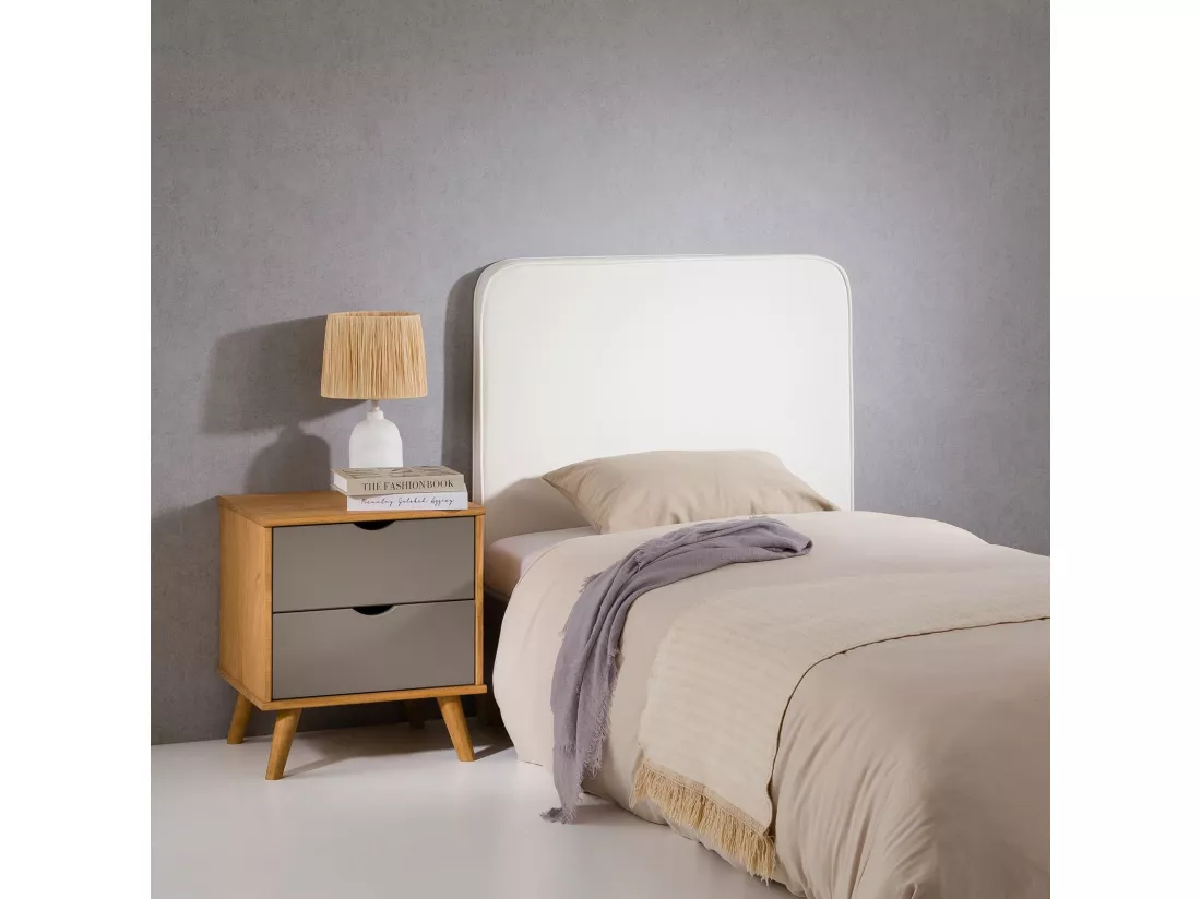 Tête de lit ARIELA 90, Rembourrée, Fixation murale, Design arrondi moderne, Pour lit 90 cm ou moins, Blanc