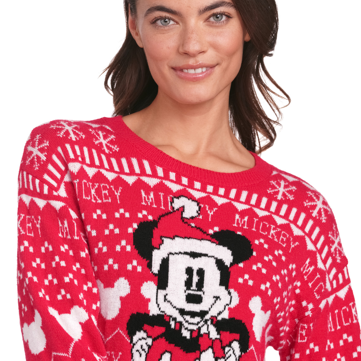 Gina Micky Maus Weihnachtsstrickpullover rot / weiss