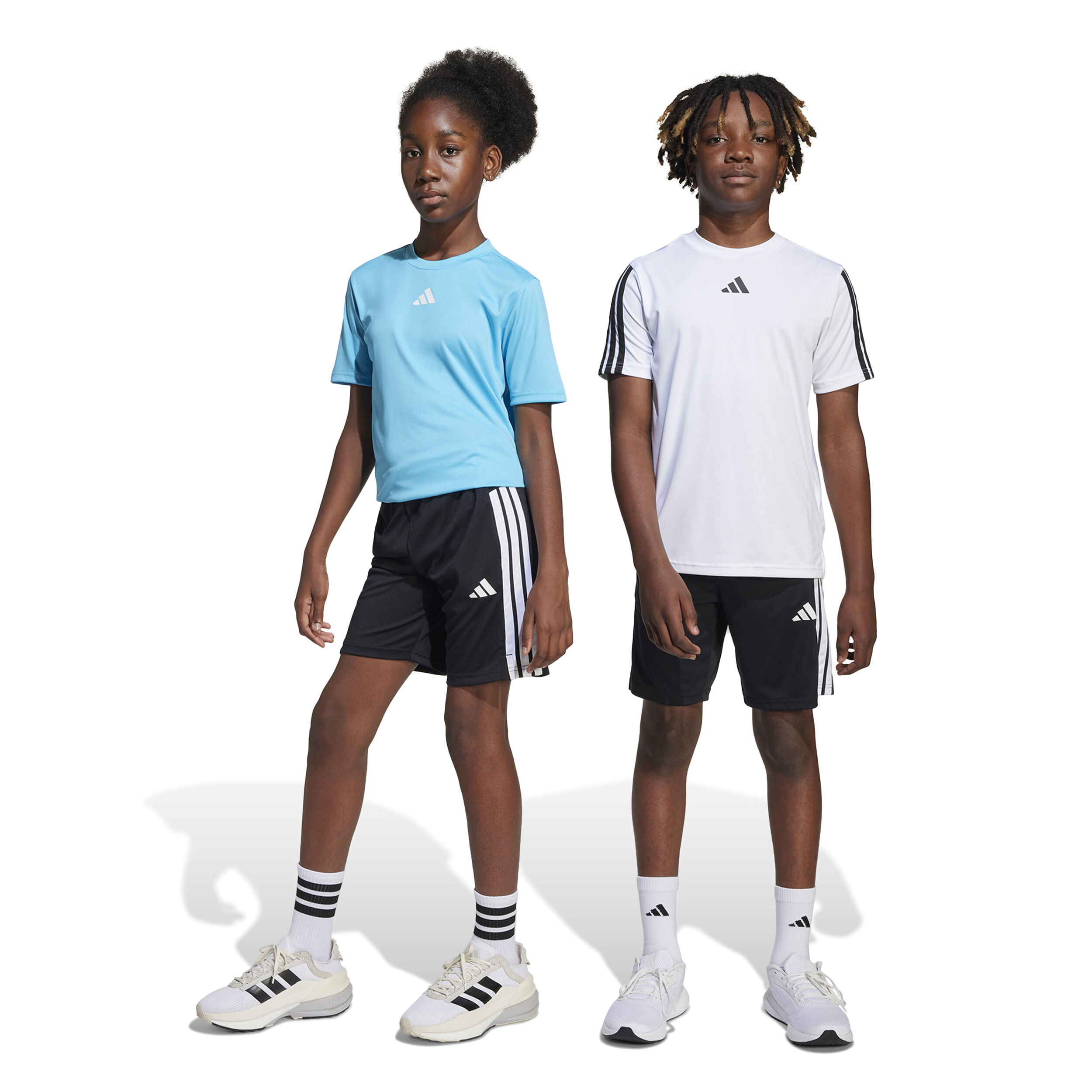 adidas Training Essentials 3 Stripes Shorts Enfants - Noir , Blanc