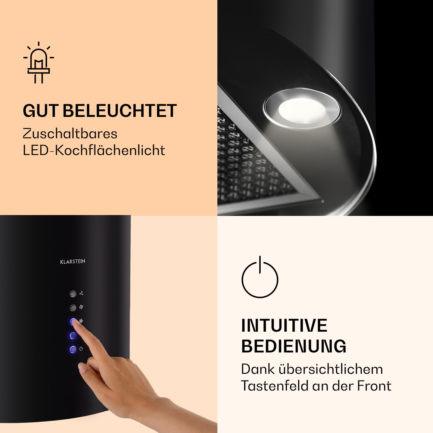 Barella Dunstabzugshaube 35 x 93 x 43 cm Umluft 557 m³/h LED Aktivkohlefilter
