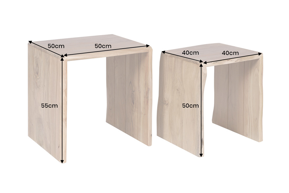 2er Set Beistelltische MAMMUT 55cm braun massives Akazienholz