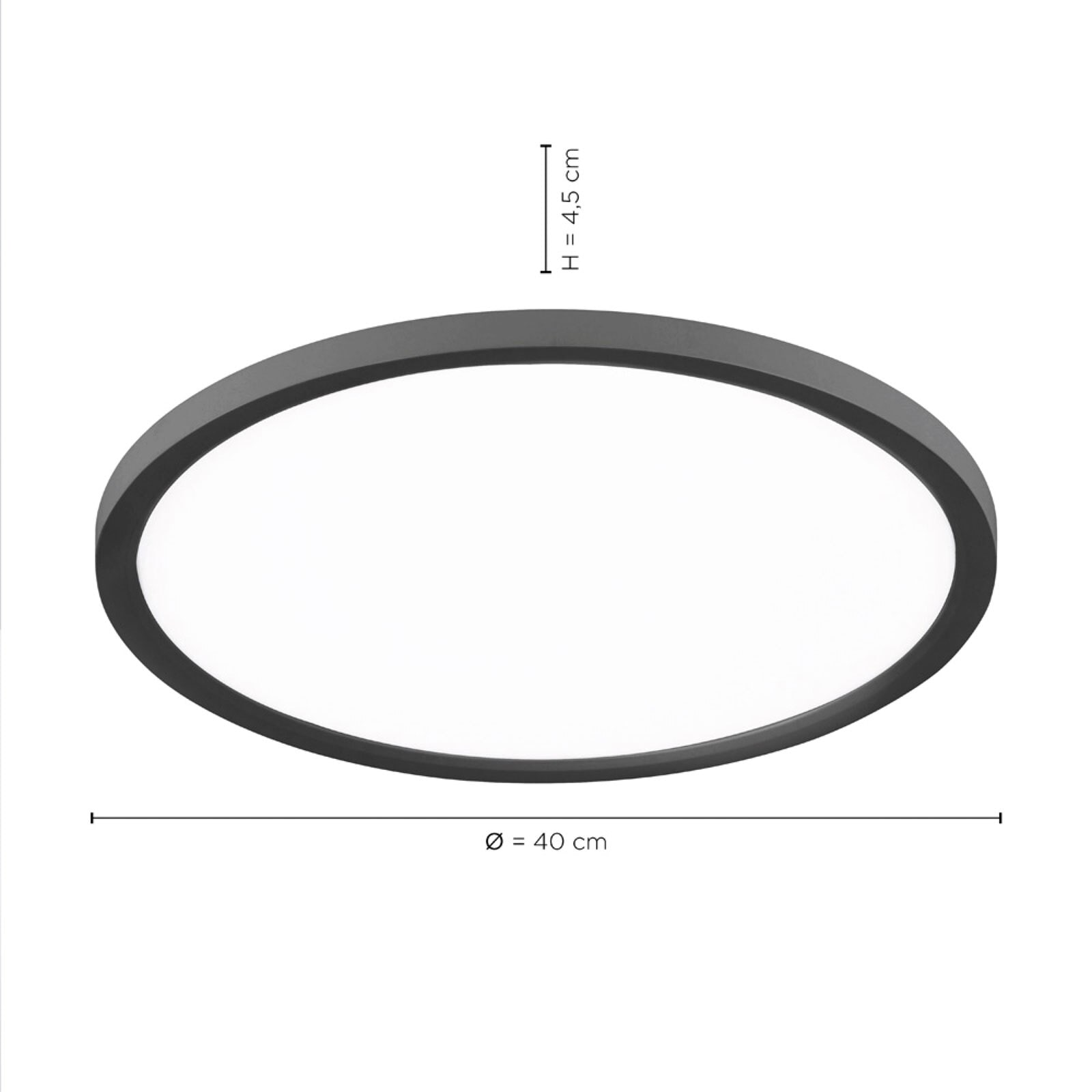 JUST LIGHT LED Deckenlampe FLAT 40 cm schwarz