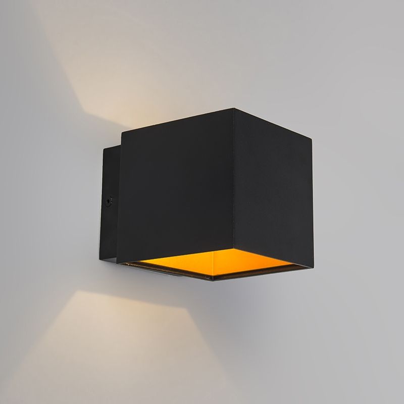 Set van 2 design wandlampen zwart/goud incl. LED - Caja