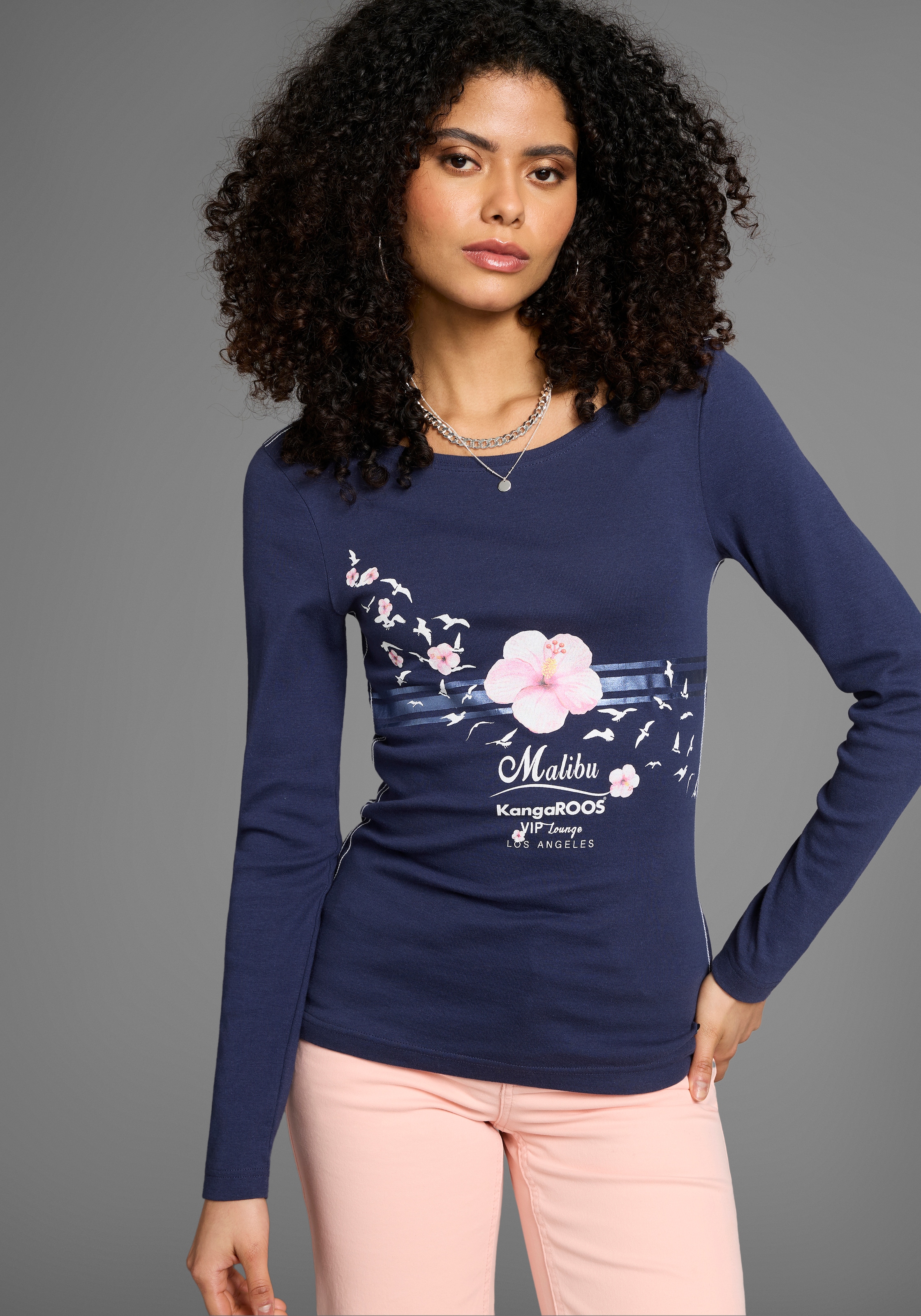 KangaROOS Longsleeve , Langarm,  sehr figurbetonter Schnitt,  mit Print