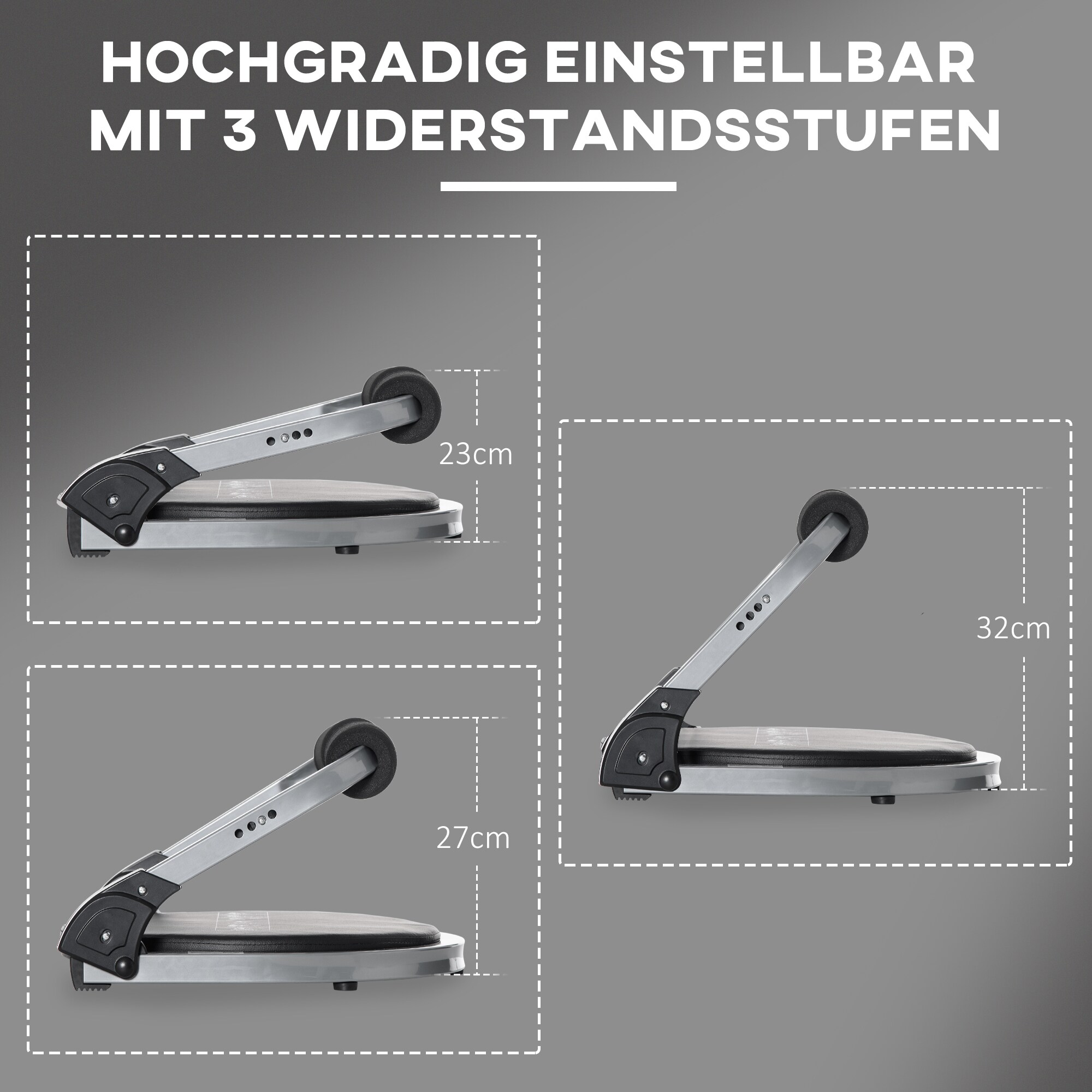 HOMCOM Bauchmuskel-Trainer mit Sitzissen schwarz 55L x 42B x 32Hcm