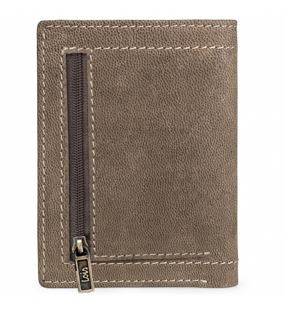 Carteira Lois em couro marrom, modelo 2015/18 - 8 x 11 cm -