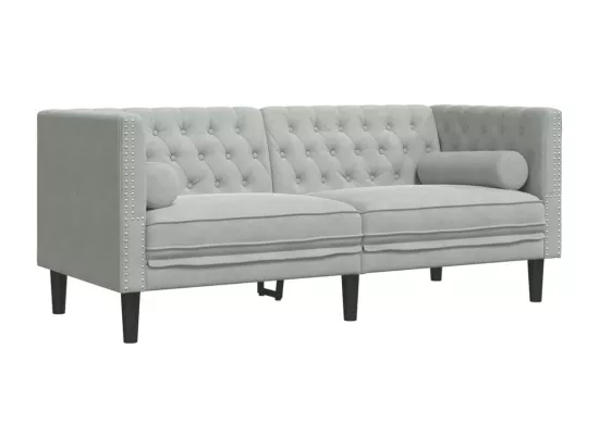Ensemble de canapé Chesterfield et traversins 2 pcs gris clair