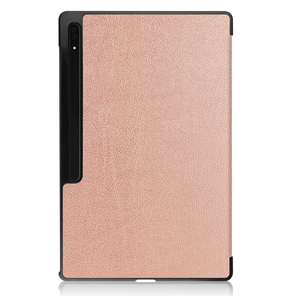 Samsung Galaxy Tab S10 Ultra Flipcase Hülle Ledertasche mit Aufstellfunktion Litchi Look   S-Pen Halterung - Roségold