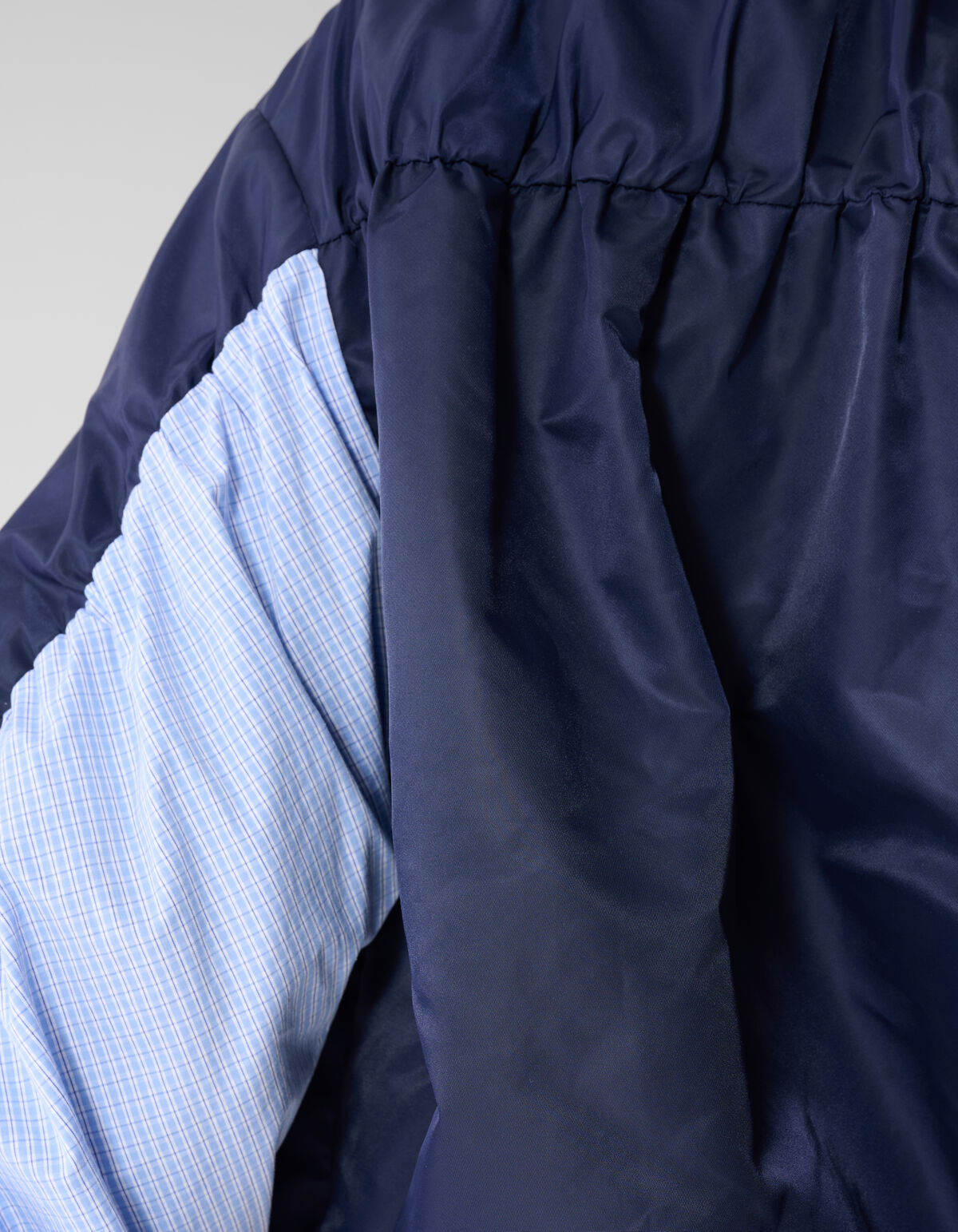 Check Satin Bomber Blauw