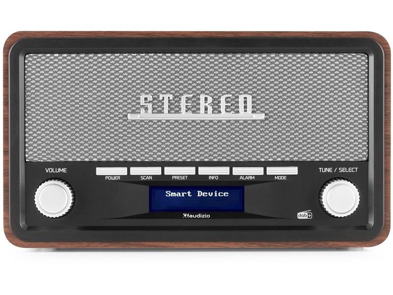 Audizio DAB  Radio Foggia Grau Digitalradio im Retro-Design mit Stereo-Lautsprechersystem und Senderspeicherung