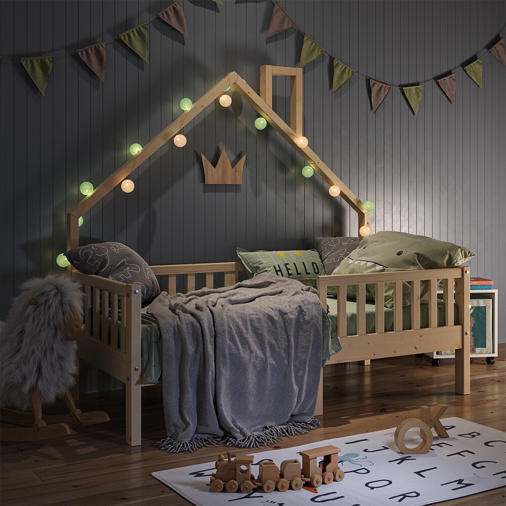 VitaliSpa Hausbett Kinderbett Spielbett Noemi 80x160cm inkl. Matratze natur