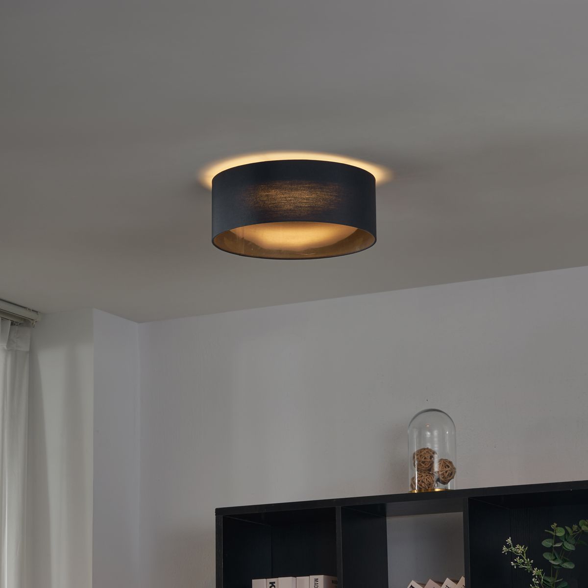 Moderne plafondlamp zwart transparant 40cm incl. LED 3-staps dimbaar - Sue
