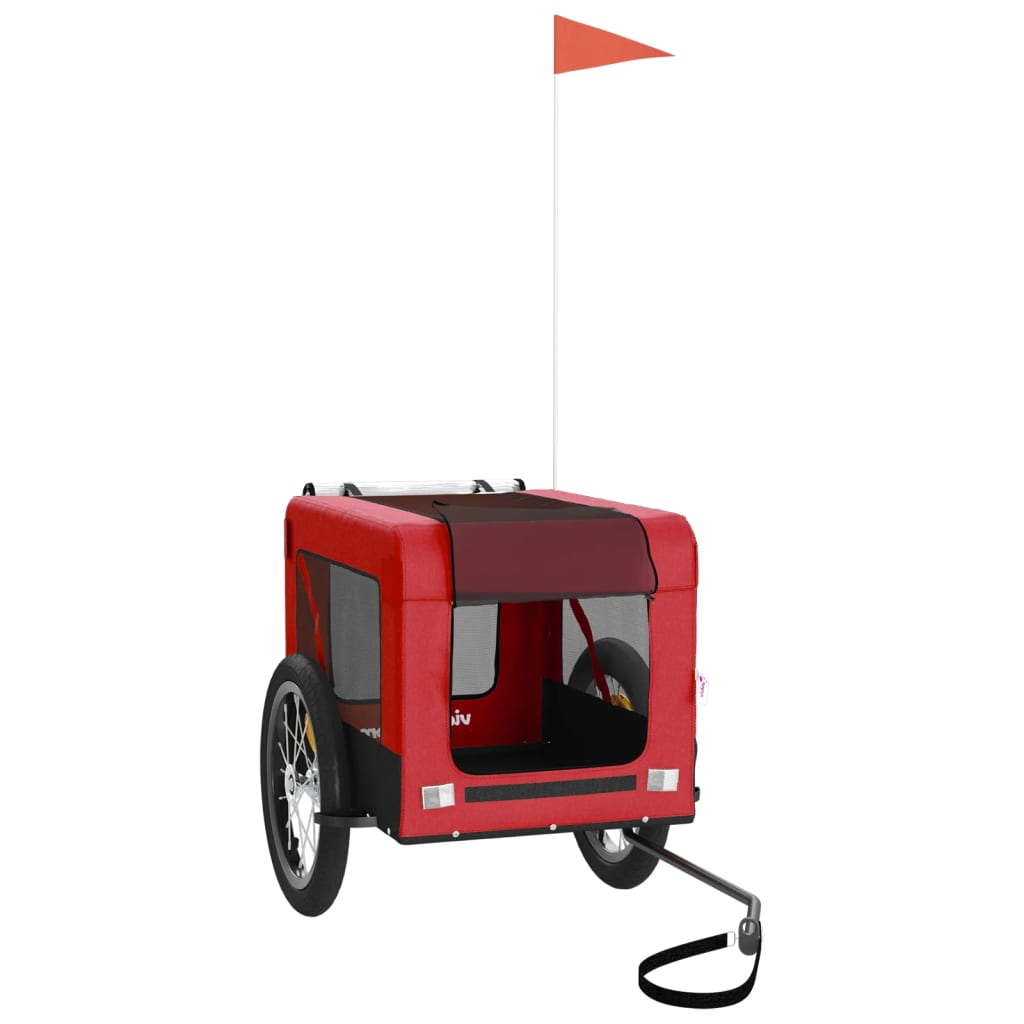 vidaXL Reboque para Cães de Bicicleta em Tecido Oxford de Ferro Vermelho e Preto