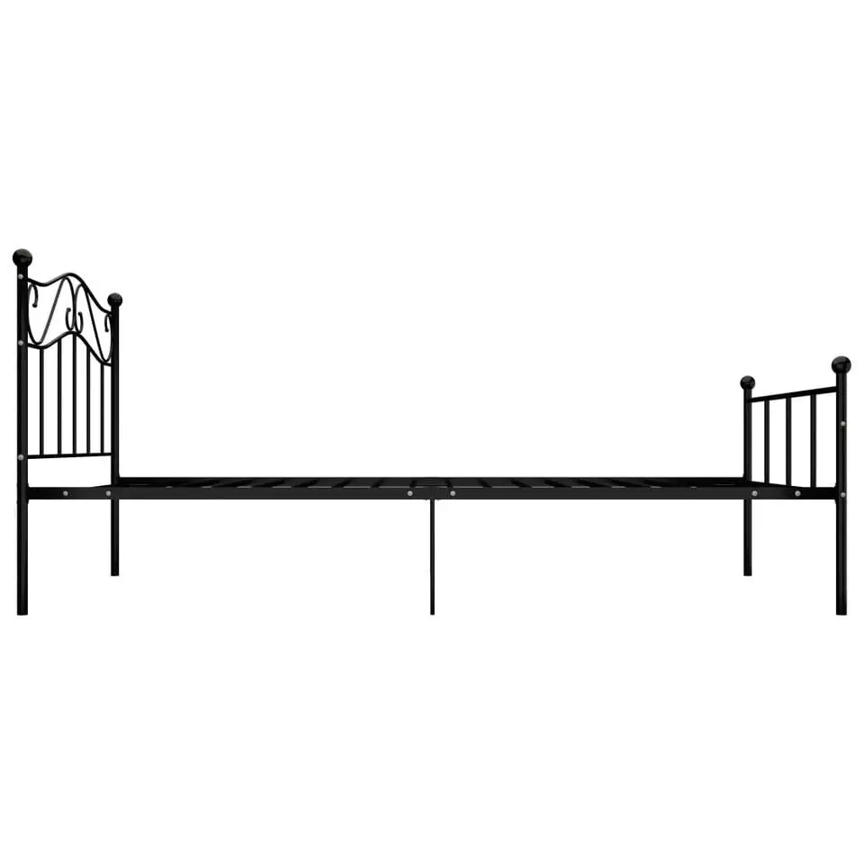 vidaXL - Bed frame met hoofdeinde en lattenbodem - Zwart - Metaal - 90x200 cm